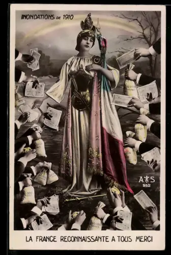 AK Inondations de 1910, La France Reconaissante a Tous Merci, Hochwasser