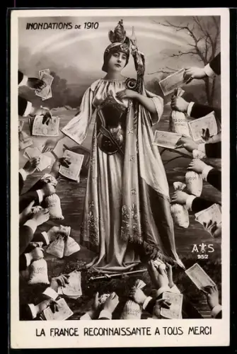 AK Inondations de 1910, La France Reconaissante a Tous Merci, Hochwasser