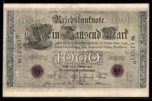 AK Reichsbanknote Ein Tausend Mark, 1903