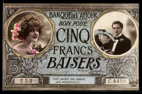 AK Banque de l`Amour, Cinq Francs, Baisers, Portraits