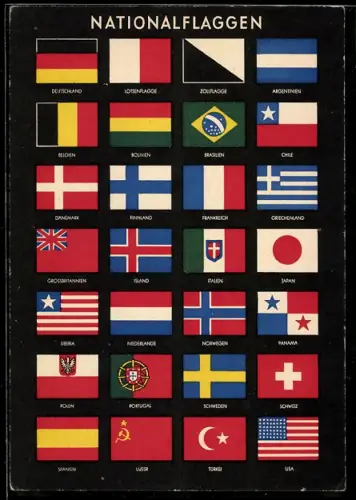 AK Diverse Nationalflaggen und Wappen, Bundesrepublik Deutschland, Schweden, UdSSR