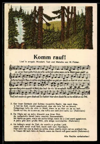 AK Lied: W. Ficker: Komm rauf!, Waldpartie