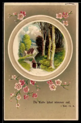 AK Die Liebe höret nimmer auf, Kor. 13, 8, Sinnspruch