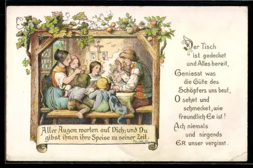 AK Aller Augen warten auf Dich..., Ps. 145, 15, Sinnspruch