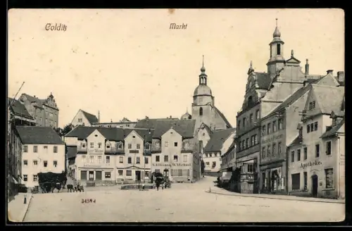 AK Colditz, Markt, Colonialwaren Hermann Weichert