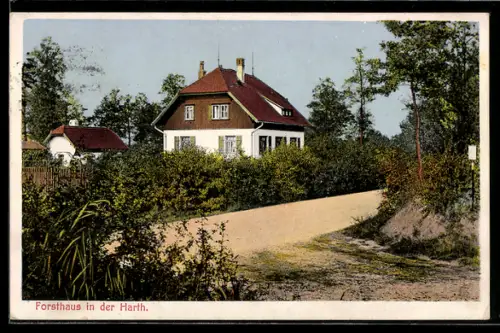 AK Markkleeberg, Frontansicht Forsthaus in der Harth