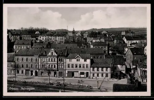 AK Triebes /Thüringen, Ortspartie mit Gleisanlagen