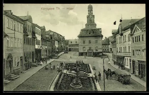 AK Königsee i. Thür., Marktplatzpartie mit Geschäften