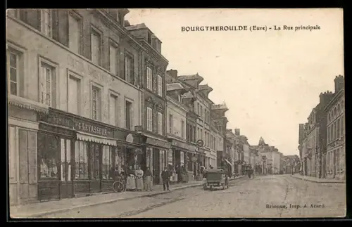 AK Bourgtheroulde /Eure, La Rue principale avec passants et boutiques