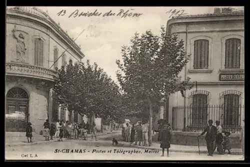 AK Saint-Chamas, Postes et Télégraphes, Mairie