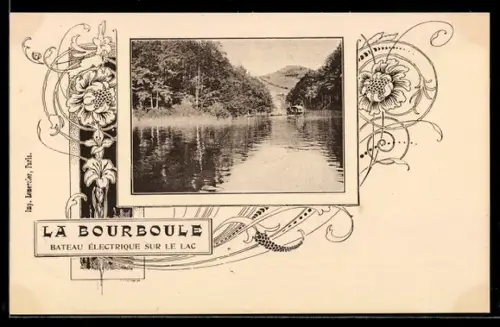 AK La Bourboule, Bateau électrique sur le lac