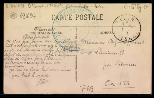 AK St-Fons /Rhône, La Poste et la Rue Carnot