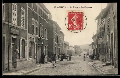 AK Sampigny, La Poste et les Casernes