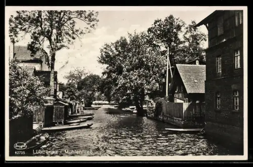 AK Lübbenau, Mühlenfliess mit Häusern u. Booten