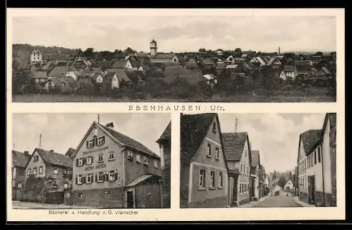 AK Ebenhausen /Ufr., Ortsansicht, Bäckerei u. Handlung v. G. Vierrether, Strassenpartie