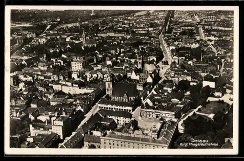 AK Dessau, Stadtkern, Fliegeraufnahme