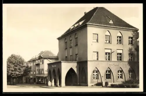 AK Birkenwerder, Postamt, mit Nachbarhäusern