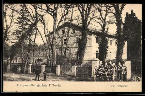 AK Döberitz, Truppen-Übungsplatz, Dorf, Ortspartie mit Kanonieren