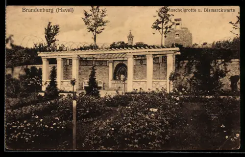 AK Brandenburg /Havel, Muschelgrotte und Bismarckwarte