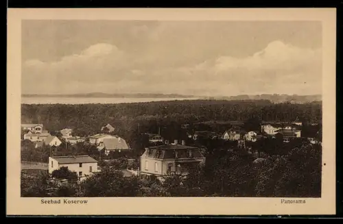 AK Seebad Koserow, Ortspanorama aus der Vogelschau