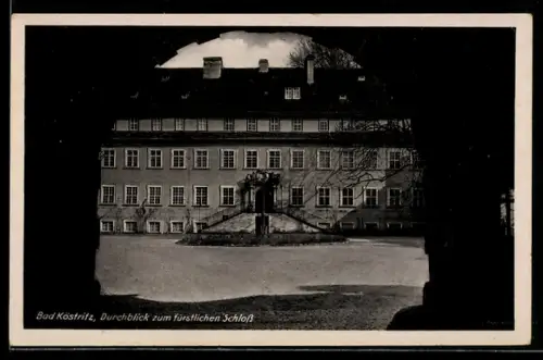 AK Bad Köstritz, Durchblick zum fürstlichen Schloss