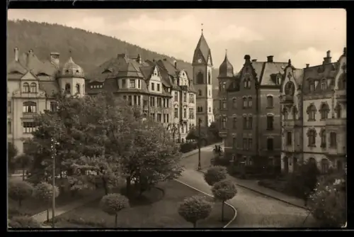 AK Sonneberg /Thür., Juttaplatz, Wohnhäuser, Turm, Strasse