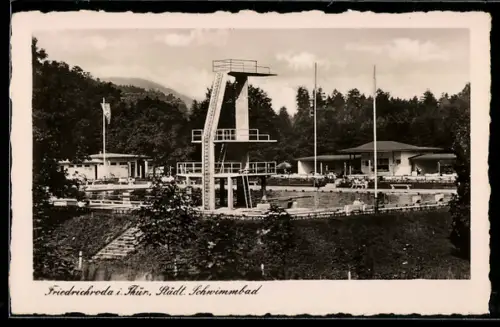 AK Friedrichroda i. Thür., Städt. Schwimmbad, mit 