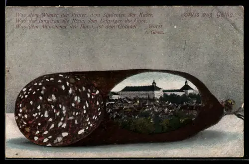 AK Gotha, Schloss Friedenstein, Ortsansicht, Wurst-Passepartout