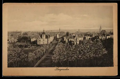 AK Langensalza, Ortsansicht mit Fernblic aus der Vogelschau