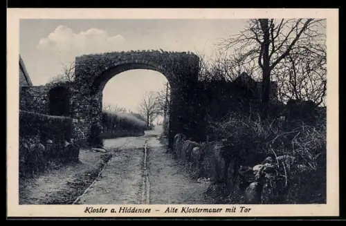 AK Kloster a. Hiddensee, Alte Klostermauer mit Tor