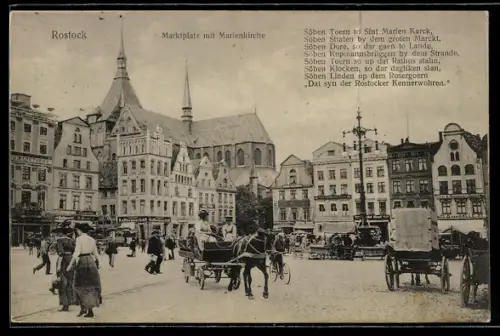 AK Rostock, Marktplatz, Marienkirche