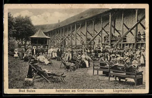 AK Bad Sulza, Badeleben am Gradierhaus Louise, Liegekurplatz, Kurgäste