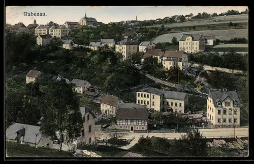 AK Rabenau, Teilansicht mit Strassenpartie