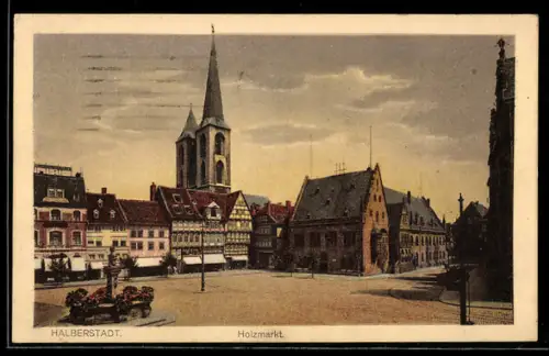AK Halberstadt, Partie am Holzmarkt, Kirche