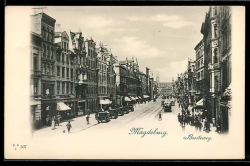 AK Magdeburg, Breiteweg aus der Vogelschau