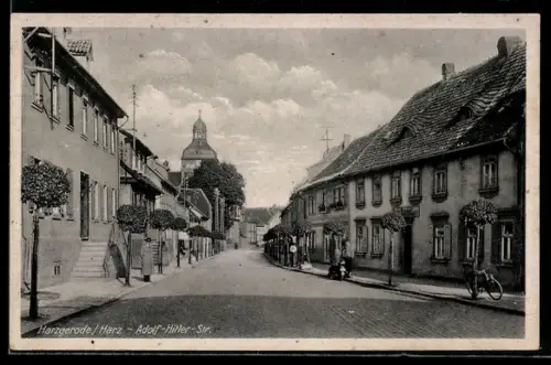 AK Harzgerode, Partie in der Strasse
