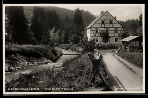 AK Wald-Bärenburg i. Erzgeb., Gasthaus Riedelmühle an der Weisseritz