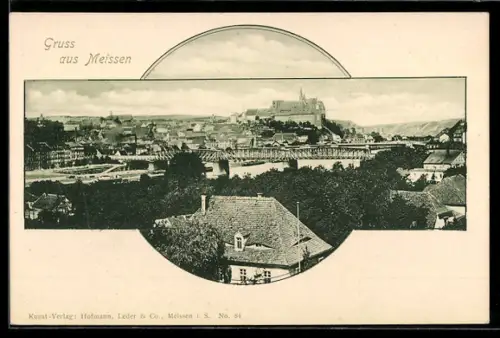 Passepartout-AK Meissen, Ortsansicht