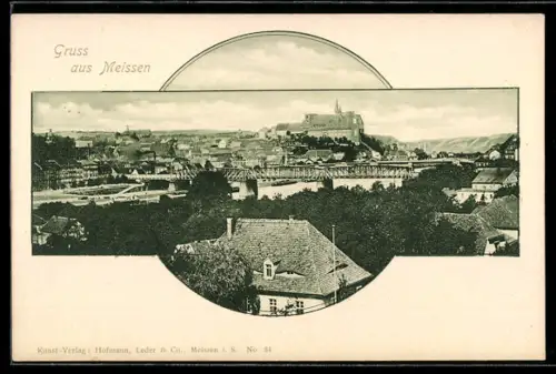 AK Meissen, Teilansicht mit Schloss