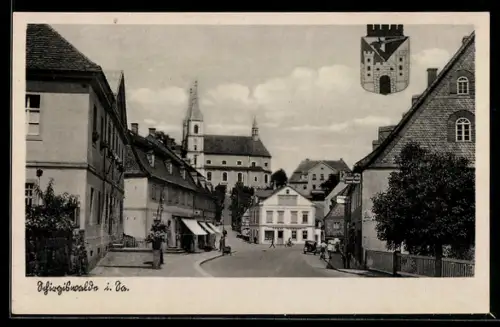 AK Schirgiswalde, Strassenpartie, Wappen