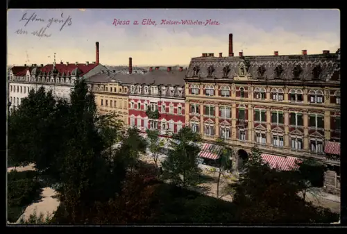 AK Riesa a. Elbe, Kaiser-Wilhelm-Platz