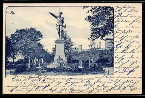 AK Görlitz, Blockhaus mit Prinz Friedrich Karl-Denkmal