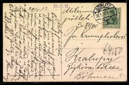 AK Görlitz, Postplatz mit Brunnen