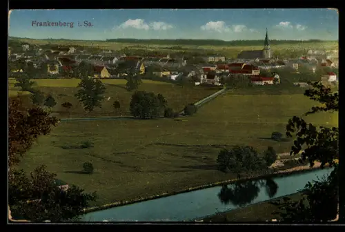 AK Frankenberg i. Sa., Teilansicht mit Kirche