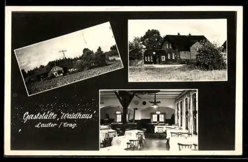 AK Lauter /Erzg., Gaststätte Waldhaus, Innenansicht, Ortspartie