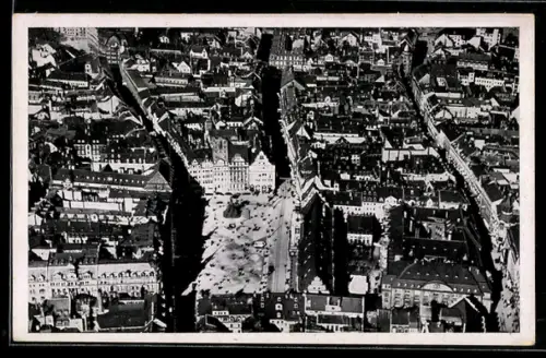 AK Leipzig, Marktplatz aus der Luft gesehen
