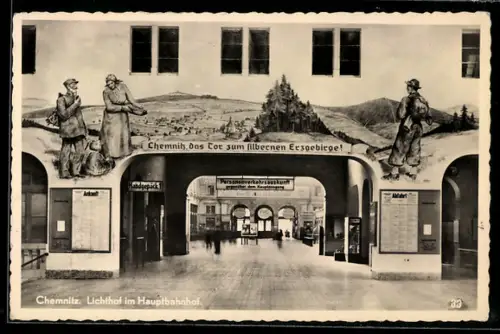 AK Chemnitz, Lichthof im Hauptbahnhof