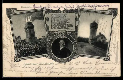 AK Sachsenwald-Hofriede, Bismarckstein, Specht`s Bismarckturm, Portrait