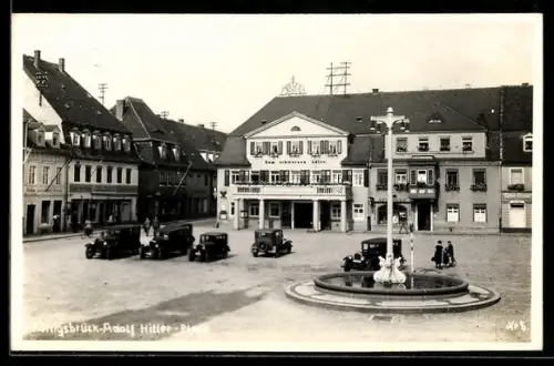 AK Königsbrück, Gasthof zum schwarzen Adler, Platz