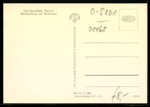 AK Reichenberg /Radebeul, HO-Gaststätte Meierei